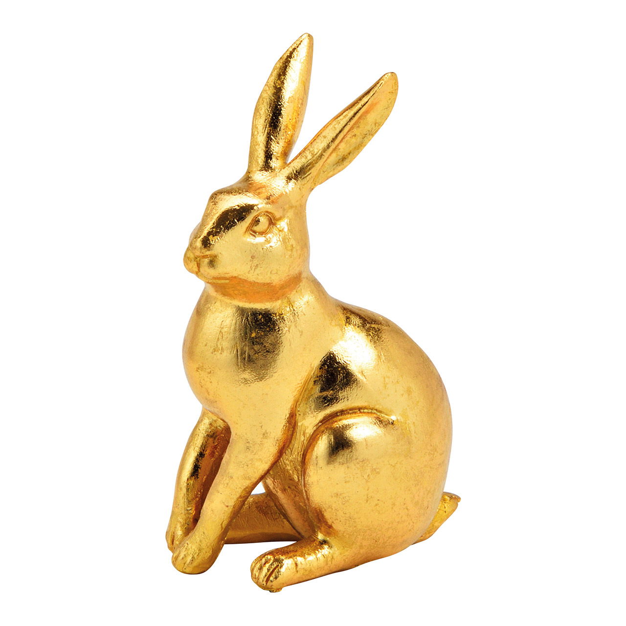 Hase aus Poly Gold (B/H/T) 8x12x6cm