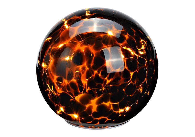 Light ball with 15s LED, with timer made of glass brown Ø15cm