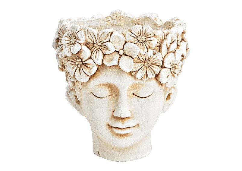 Pot de fleurs tête en magnésie crème (L/H/P) 20x21x20cm