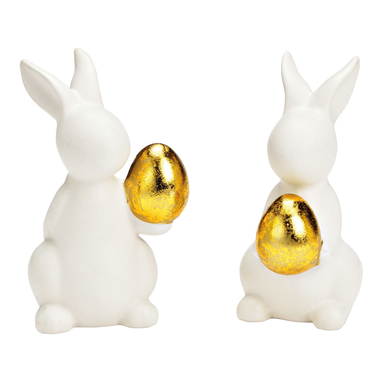 Bunny with egg ceramic white 2-fold, (W/H/D) 7x11x6cm