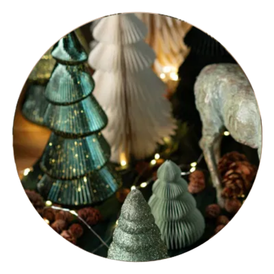 Miniaturbäume, Dekorative Bäume, Weihnachtslandschaft, Glitzer, Verzierung