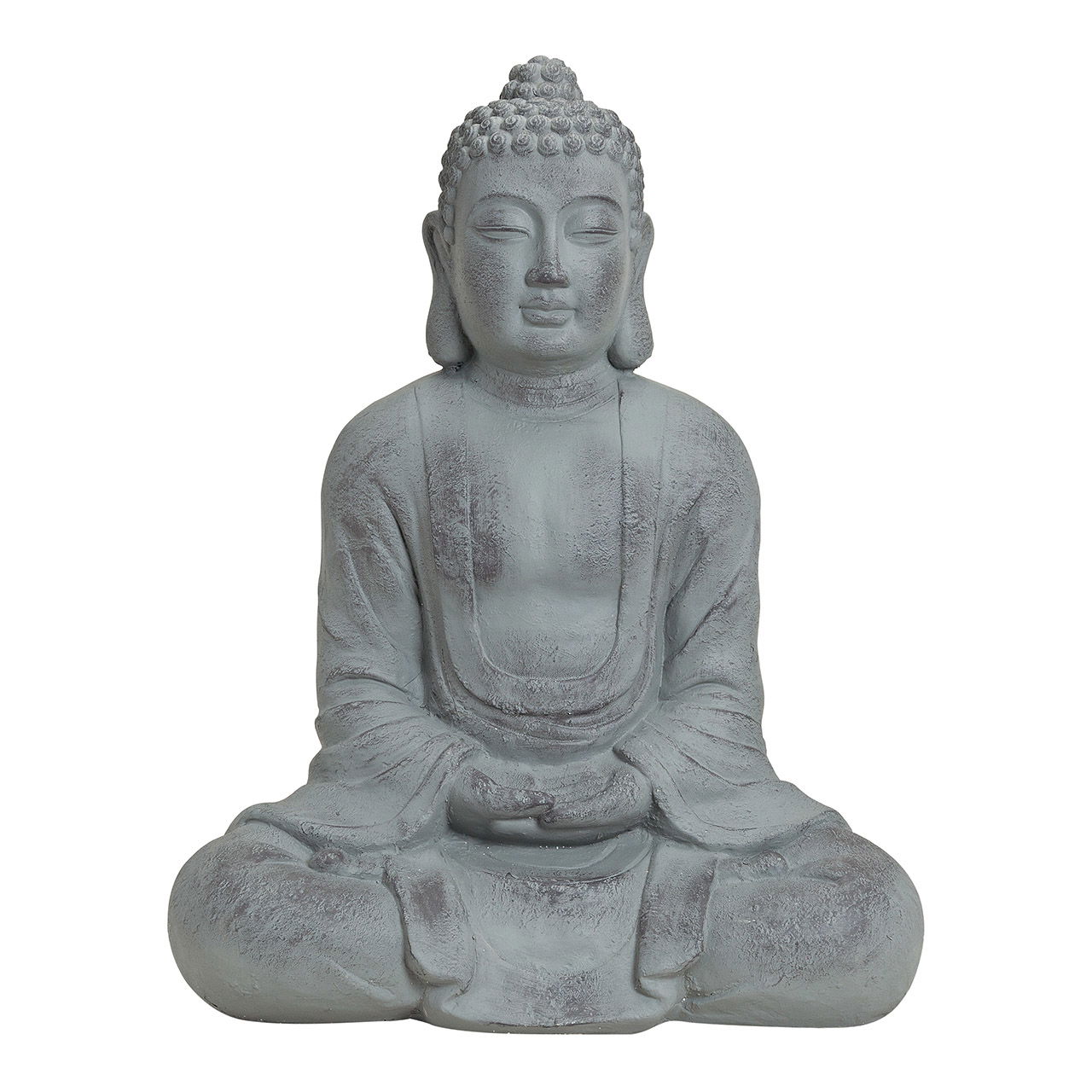 Bouddha en magnésie grise, L60 x P33 x H80 cm