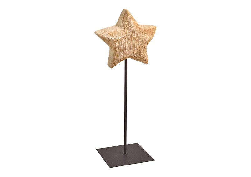 Étoile sur pied en bois/métal Noir/Brun (L/H/P) 20x50x3cm