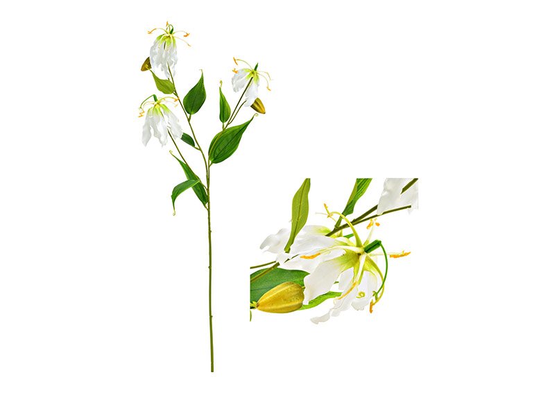 Fleur artificielle Lilie Gloriosa en plastique blanc (H) 84cm
