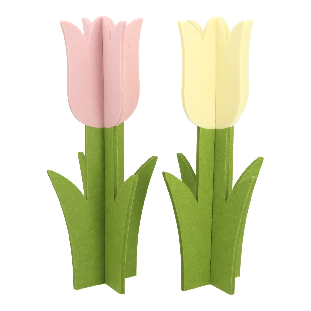 Blume aus Filz Gelb 2-fach sortiert (B/H/T) 23x50x23cm papierblumen, tulpe, kunstblume, grünstiel, bastelmaterial