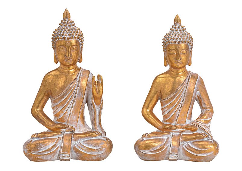 Buddha polyresin gold 2 assorted, (w/h/d) 18x31x13cm