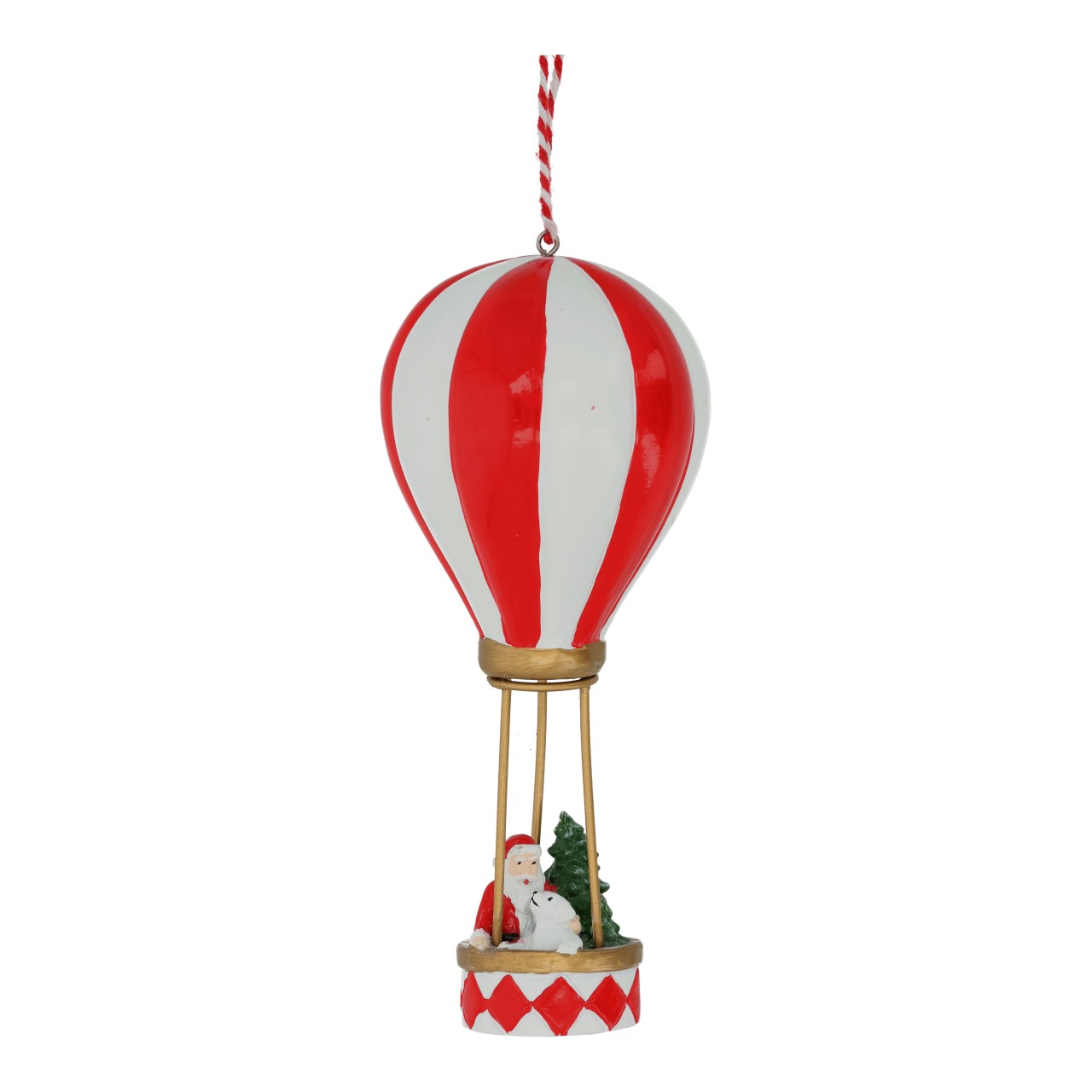 Hänger Weihnachtsmann in Heißluftballon aus Poly Rot (B/H/T) 7x16x7cm Flugzeug, Heißluftballon, Transport, Fahrzeug, Lampe
