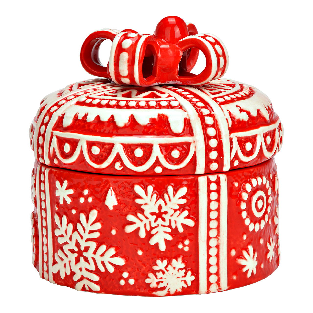 Dose Weihnachtsgeschenk aus Keramik, Rot (B/H/T) 15x14x15cm Dose Weihnachtsgeschenk aus Keramik, Rot (B/H/T) 15x14x15cm