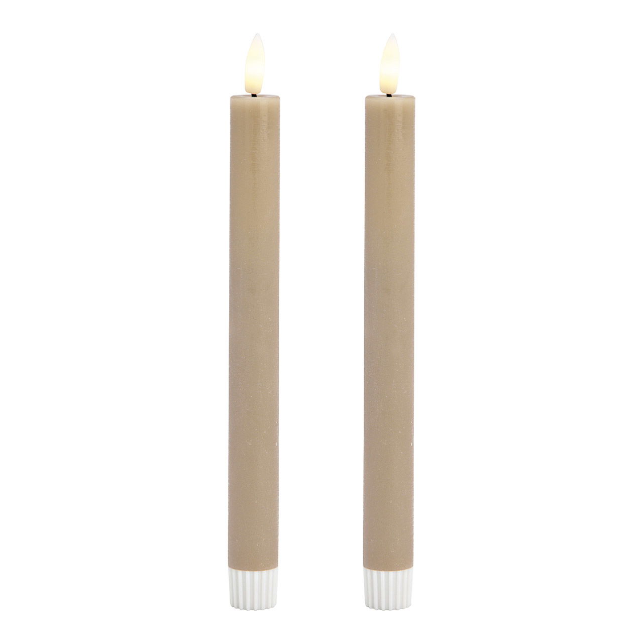 LED kaarsen set van 2, gemaakt van was beige (B/H/D) 2x24x2cm batterijvoeding 2xAA niet inbegrepen