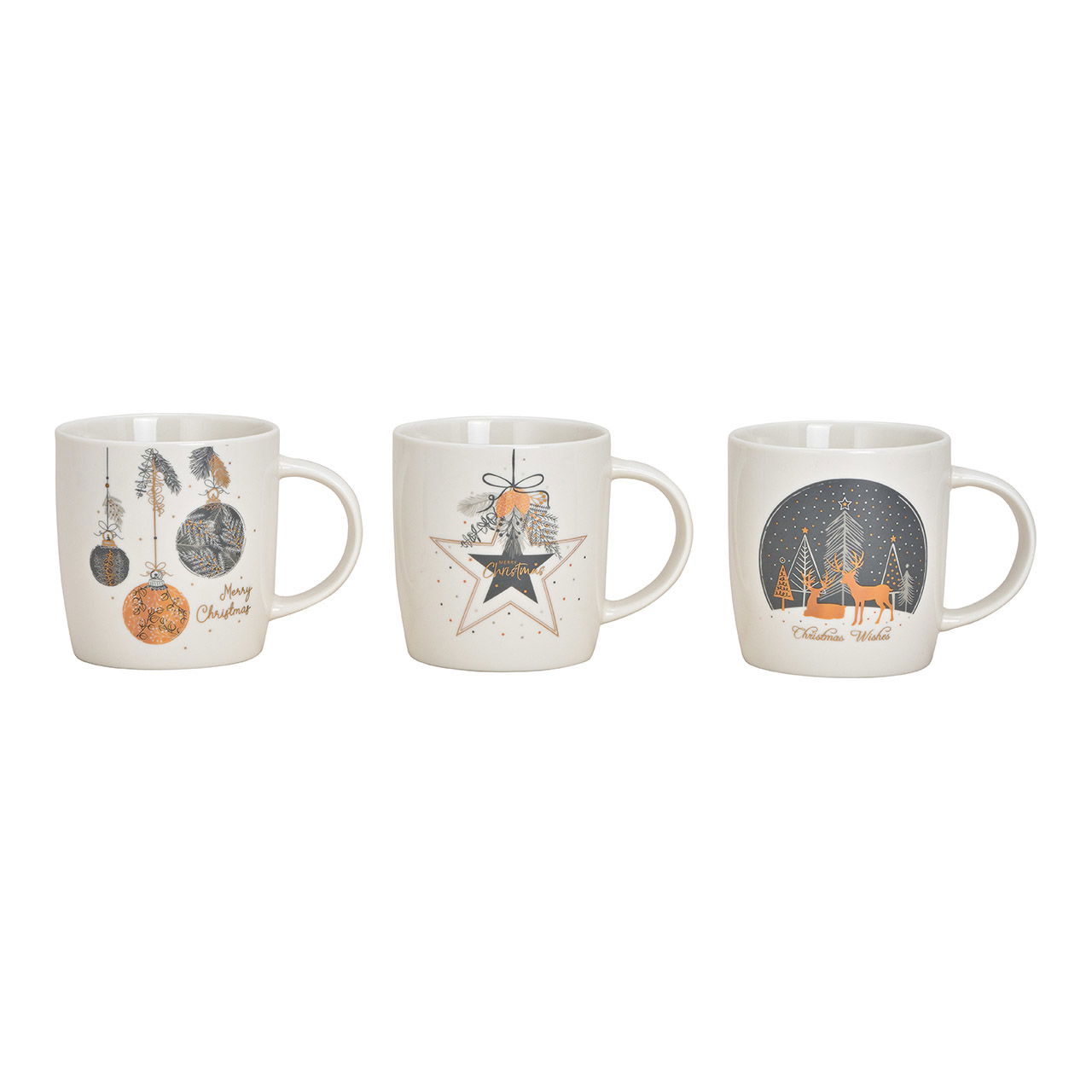 Becher Weihnachtsdekor aus Porzellan Weiß, gold 3-fach, (B/H/T) 12x9x9cm 300ml Becher Weihnachtsdekor aus Porzellan Weiß, gold 3-fach, (B/H/T) 12x9x9cm 300ml