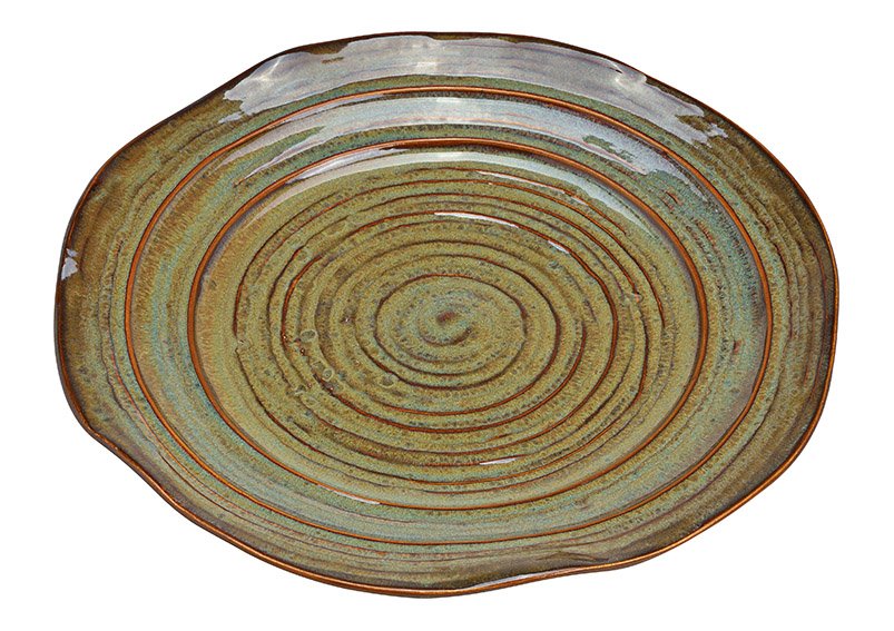 Plate stoneware brown 25x3x25cm