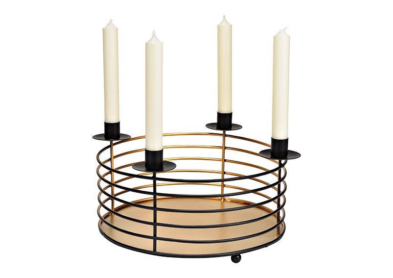 Advent arrangement, candle holder 4er, made of metal black (W/H/D) 32x14x32cm
