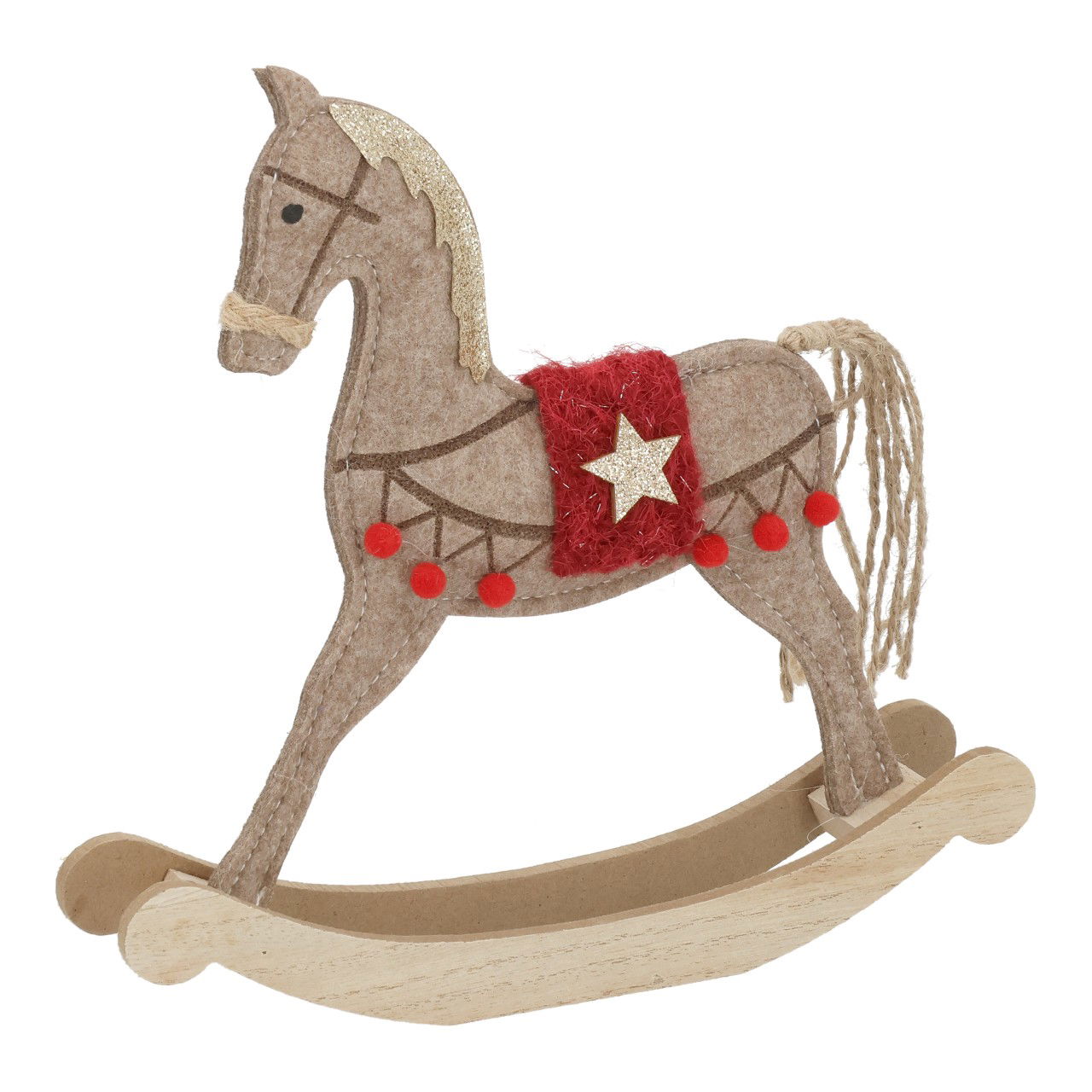 Schaukelpferd aus Filz Braun (B/H/T) 22x21x4cm