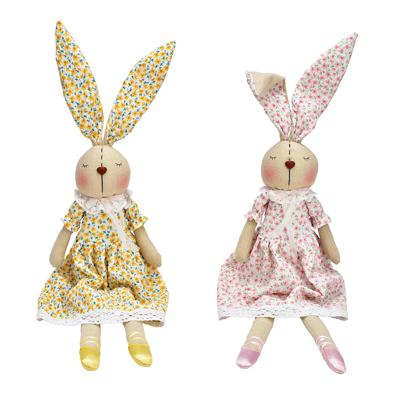 Poubelle de bord Lapin en textile 2 fois, beige/rose/jaune (L/H/P) 16x63x8cm