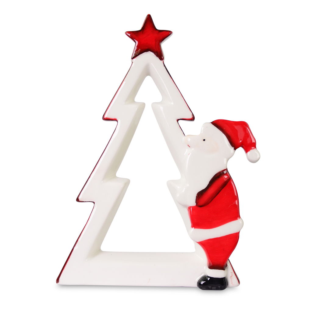 Père Noël avec arbre, dolomite, 16x10,5x3cm, 1 pc, rouge-blanc
