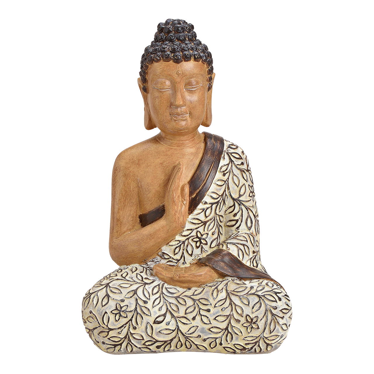 Buddha seduto in poli Beige (L/H/D) 23x19x37cm