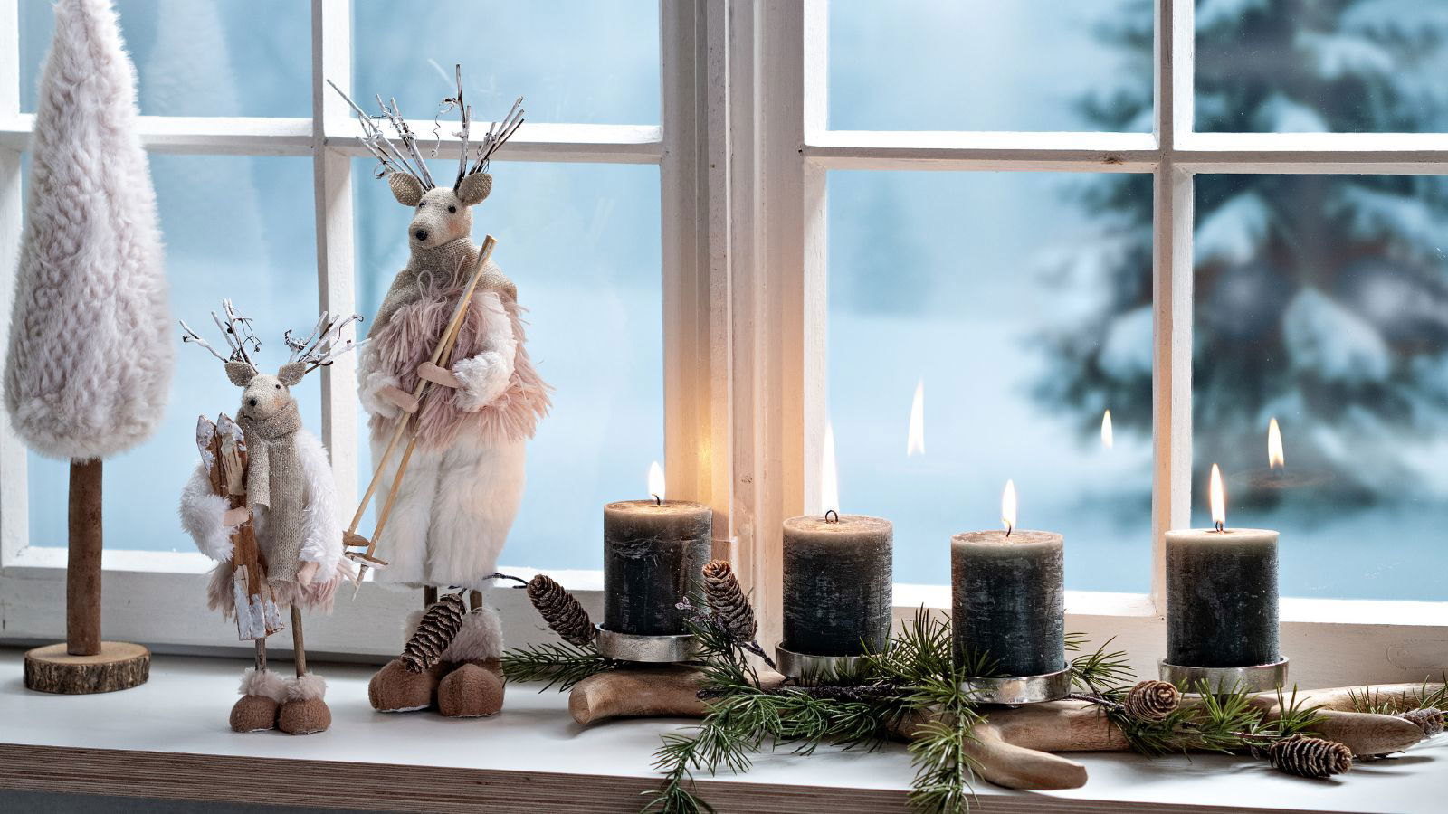 Fenster, Fensterbank, Kerze