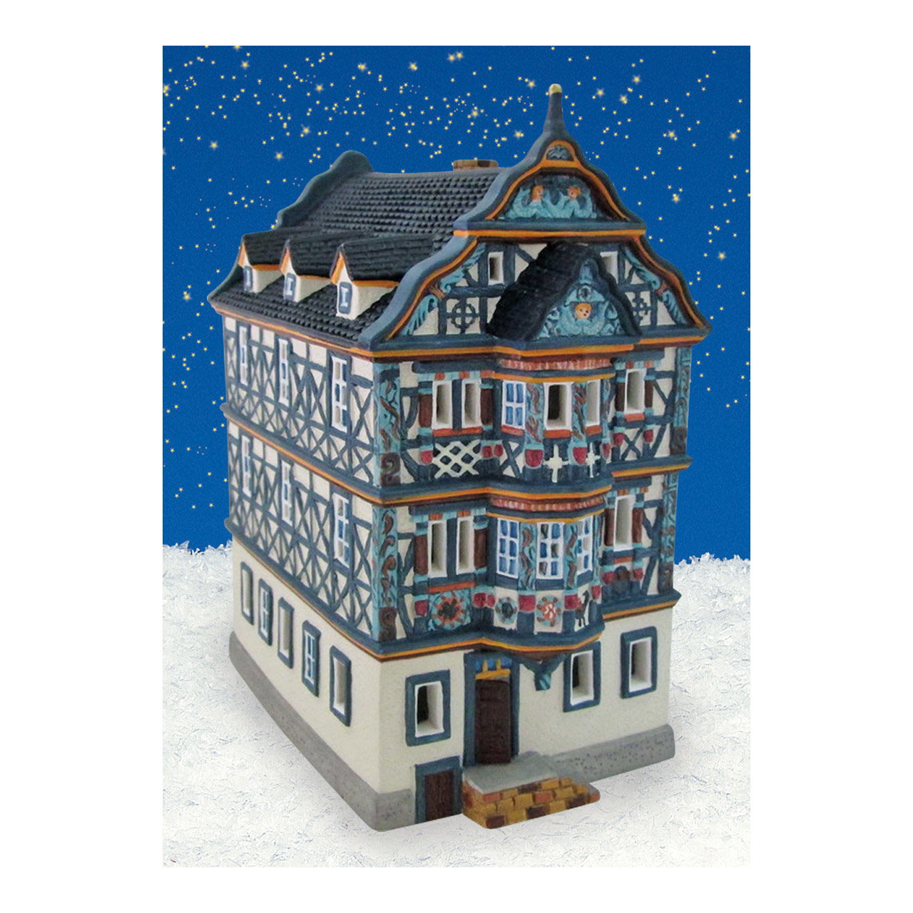 Wurm Lichthaus Killingerhaus Idstein/Taunus aus Porzellan, Bunt (B/H/T) 11x17x21cm Modellhaus, Miniaturhaus, Fachwerkhaus, Hausfigur, Porzellanfigur