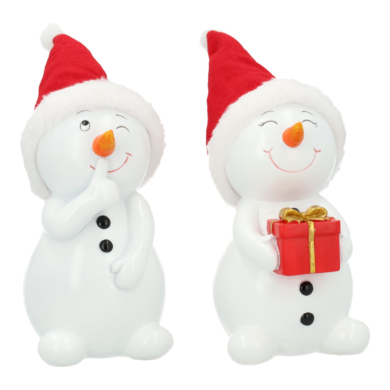 Muñeco de nieve de polietileno blanco 2 surtidos (A/A/A) 8x14x8cm Schneemann, Figur, Dekoration, Gift, Rot