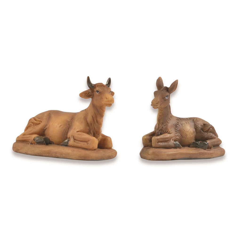 Os en ezel. Poly. 4,4-6 cm. 2 stuks/doos . @ Figur, Tier, Hirsch, Säugetier, Tierwelt