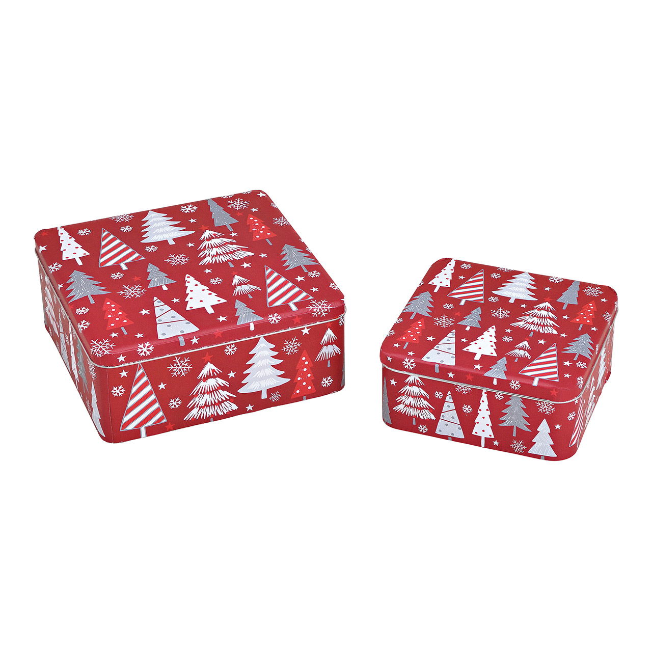 Dosen-Set Tannenbaum aus Metall Rot 2er Set, (B/H/T) 19x8x19cm, 15x7x15cm Dosen-Set Tannenbaum aus Metall Rot 2er Set, (B/H/T) 19x8x19cm, 15x7x15cm