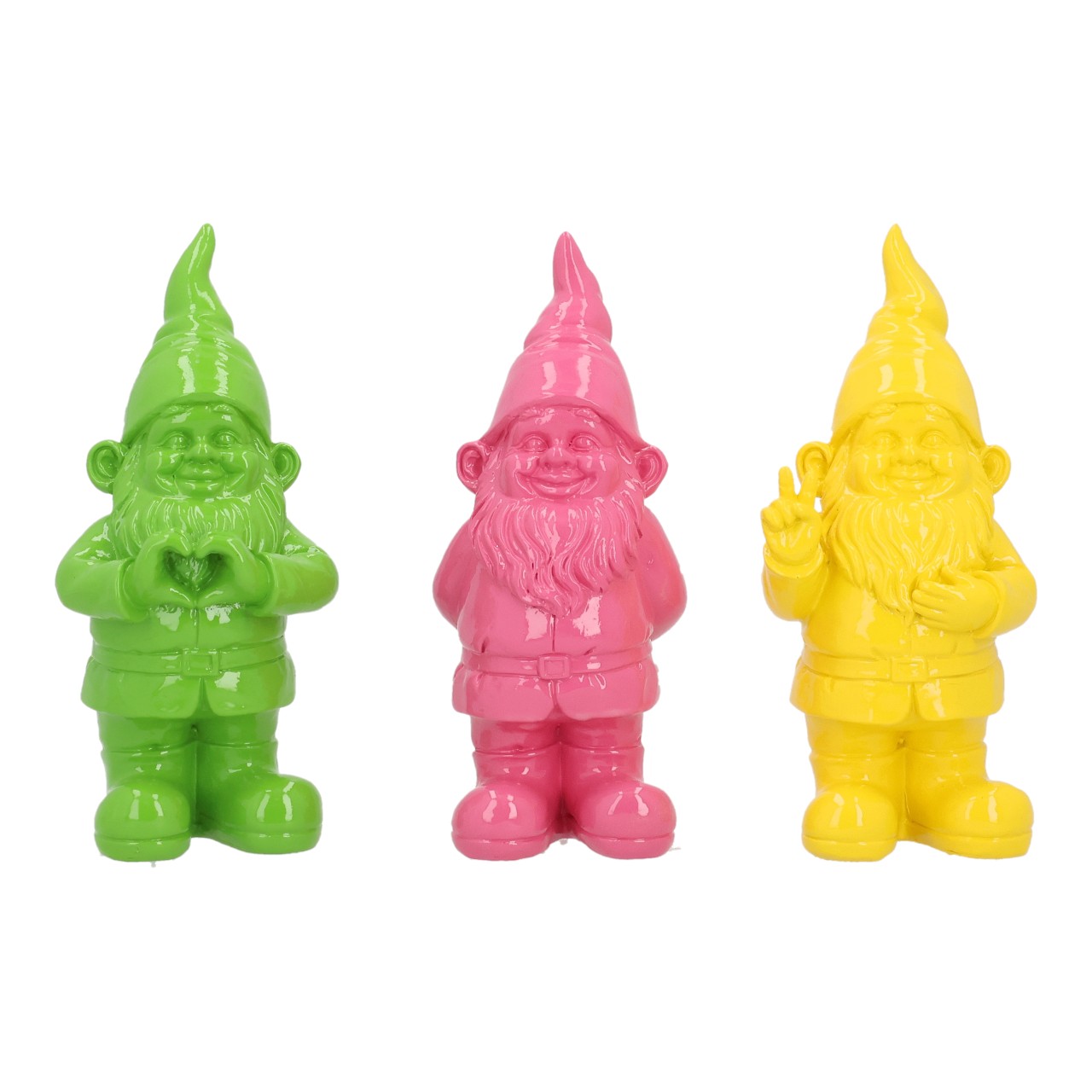 Poly Garden Gnome, Yellow, 3-Piece Set (W/H/D) 8x17x7 cm Gnom, Gnome, Kunststofffigur, bunt, Figur