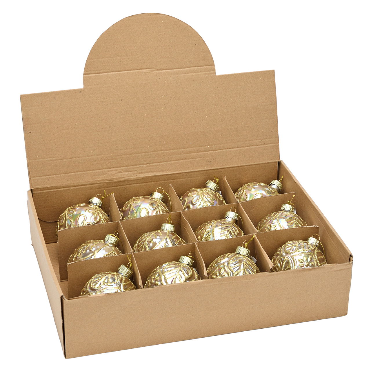 Weihnachtskugel aus Glas Gold 3-fach sortiert (B/H/T) 8x8x8cm Zubehor, Ohrring, Schmuck, Gold, Medaillon