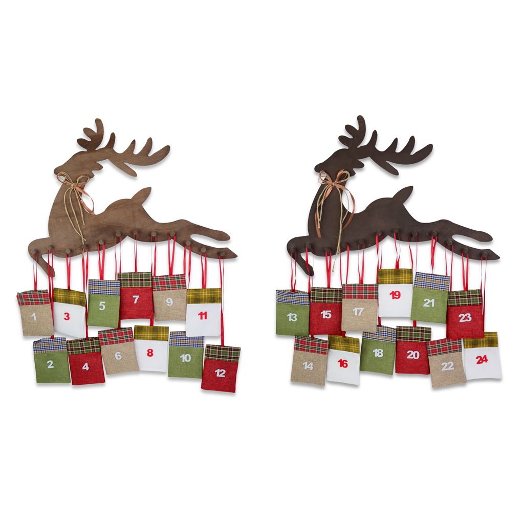 Adventskalender Hirsch, Holz, 70x75 cm, 1 Stck, braun