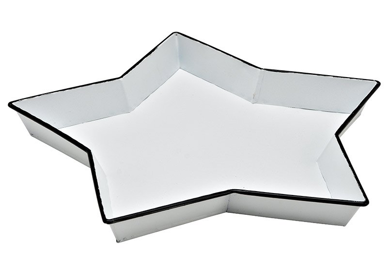 Piatto decorativo, a forma di stella, in metallo bianco (L/H/D) 31x3x31cm
