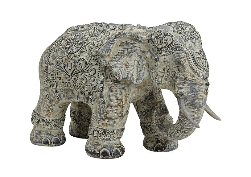 Elefant polyresin beige color b/h/t) 38x27x18cm