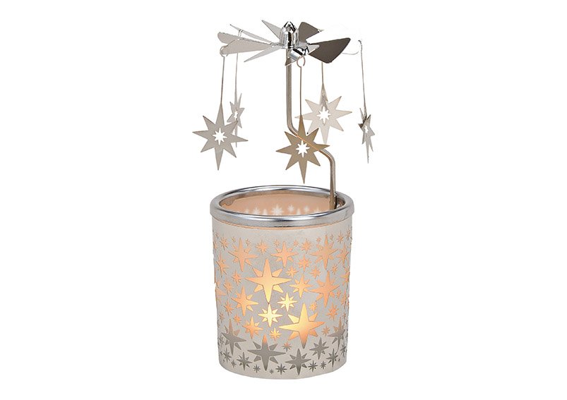 Lanterna di vetro con angelo superiore in metallo 6x15cm