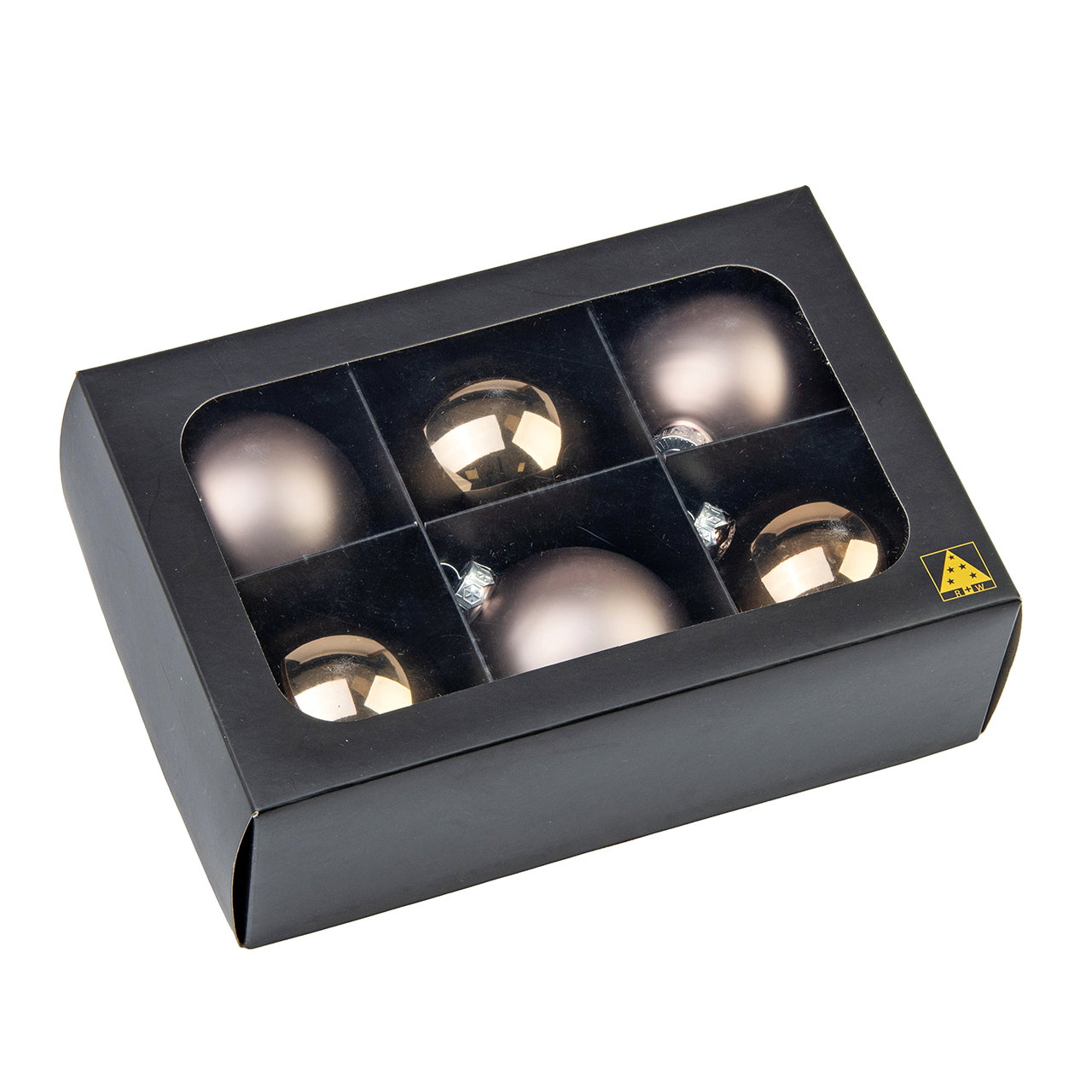 Kerstbal RW_16398 van glas, bruin, set van 6 stuks (B/H/D) 8x8x8 cm Weihnachtskugeln, Baumschmuck, Glaskugeln, Rund, Set aus 6