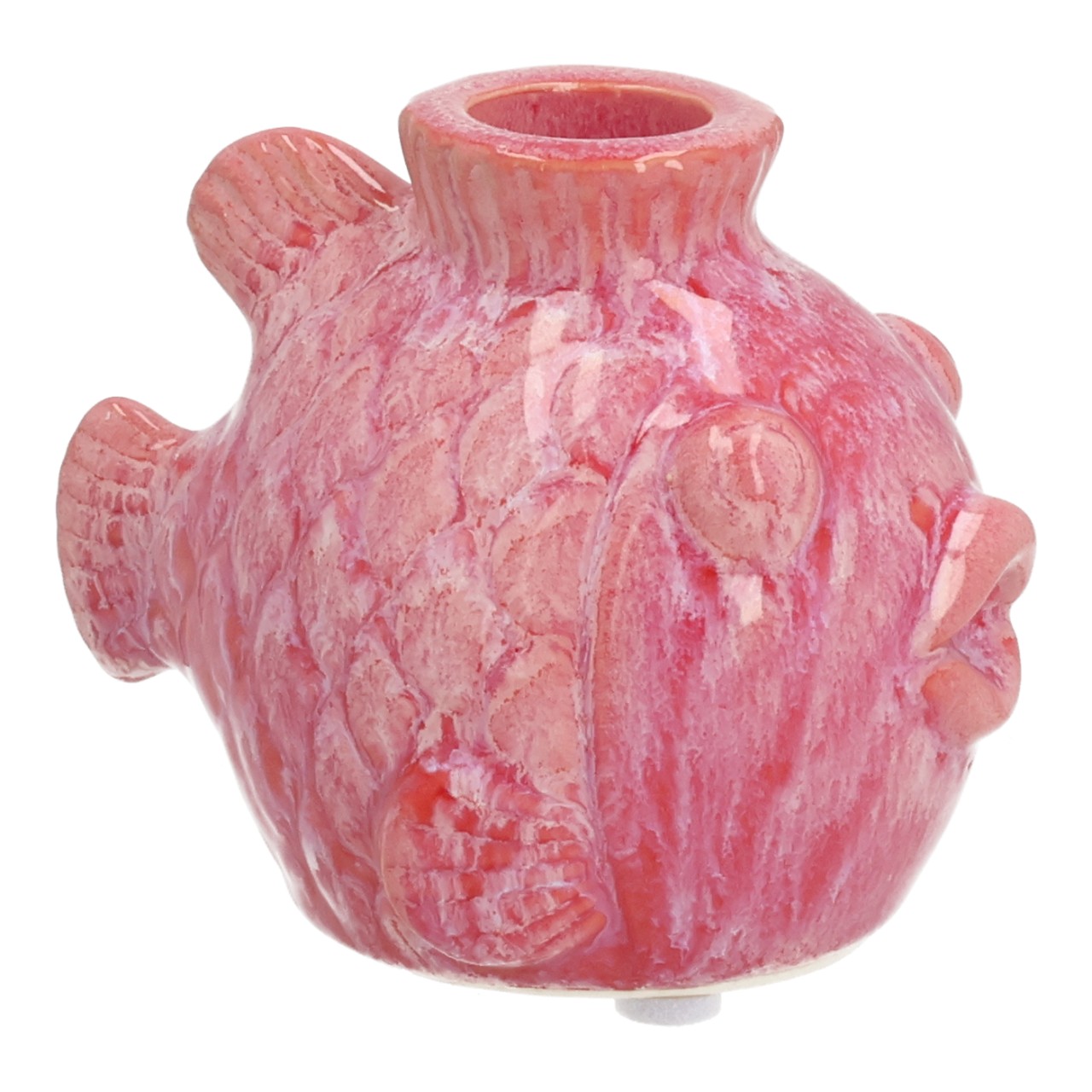 Portacandele a forma di pesce in gres, rosa (L/A/P) 10x8x7 cm vase, pink, keramik, organismusform, handgemacht