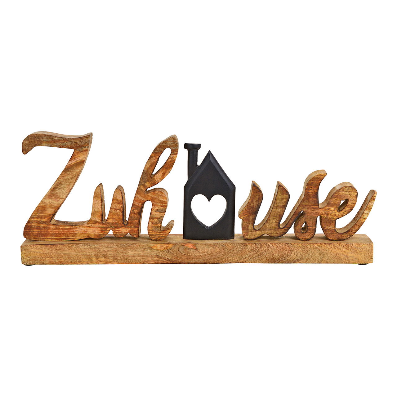 Display stand lettering, home, made of mango wood, metal brown, black (W/H/D) 41x16x5cm