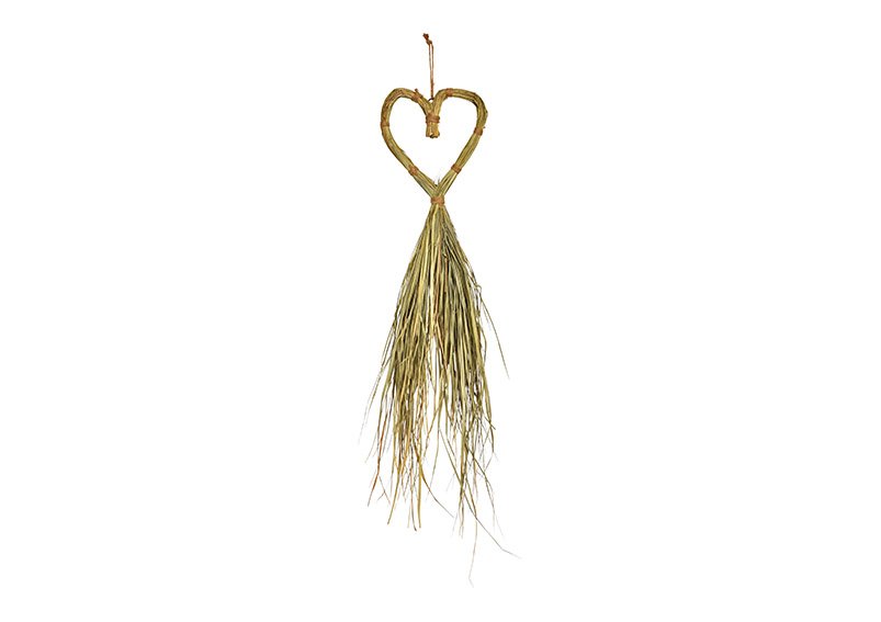 Hanger heart of seaweed of natural material natural (W/H/D) 20x90x3cm