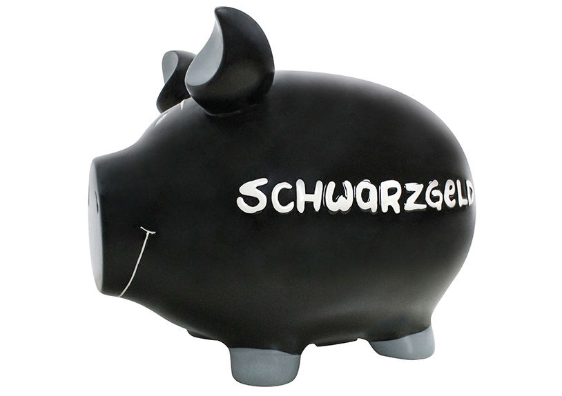 KCG Sparschwein «Schwarzgeld» aus Keramik 30x25x25cm (B/H/T) Monsterschwein