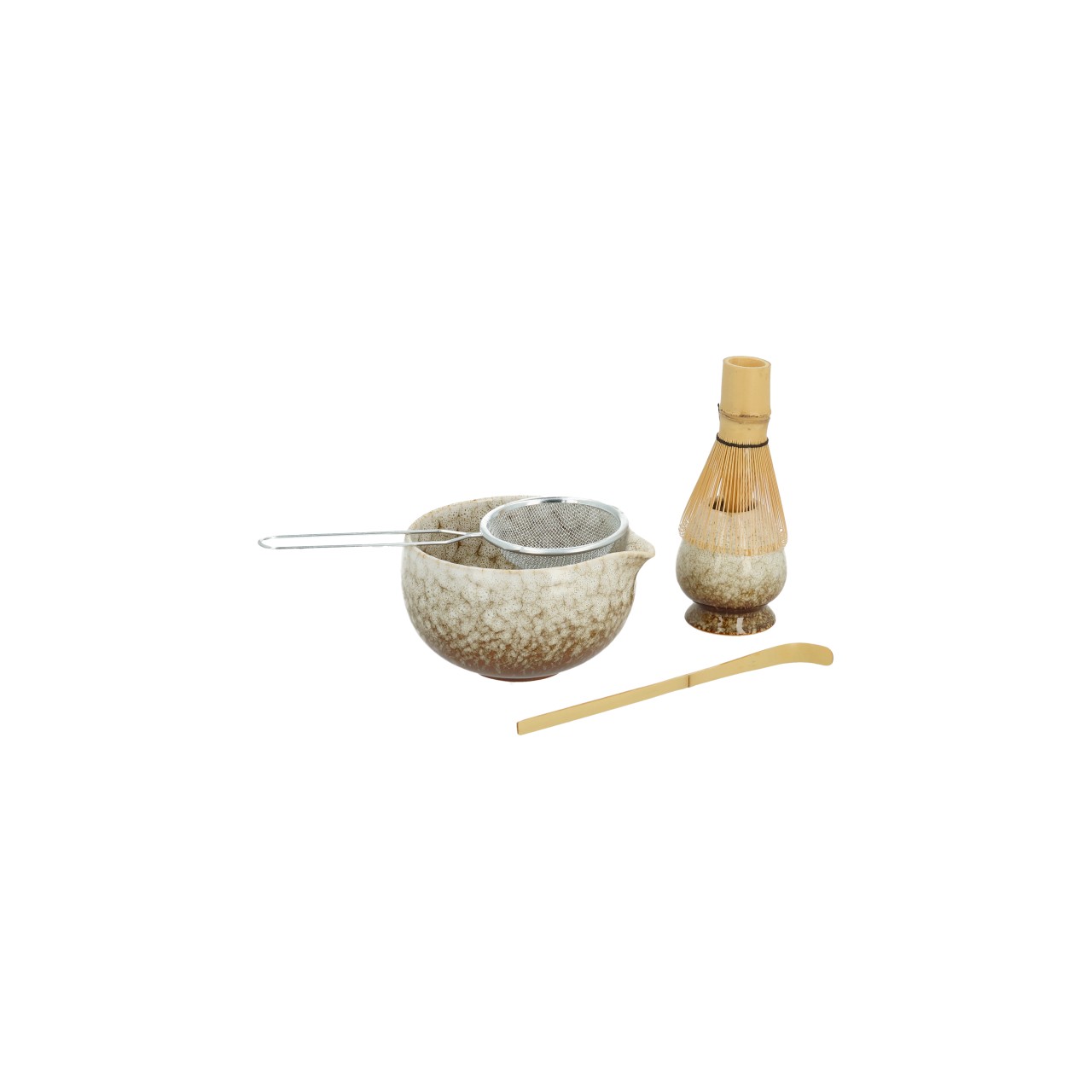 Matcha-Set, Teezubehör, Bambus-Besen?, Teegeschirr, Keramikschale