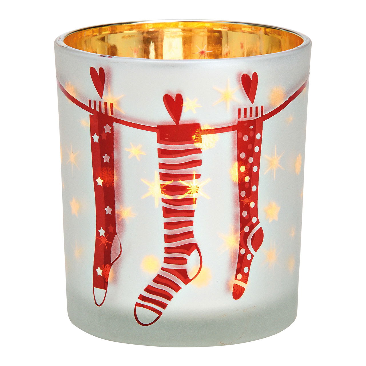 Windlicht Weihnachtsstrumpf aus Glas weiß (B/H/T) 9x10x9cm Windlicht Weihnachtsstrumpf aus Glas weiß (B/H/T) 9x10x9cm