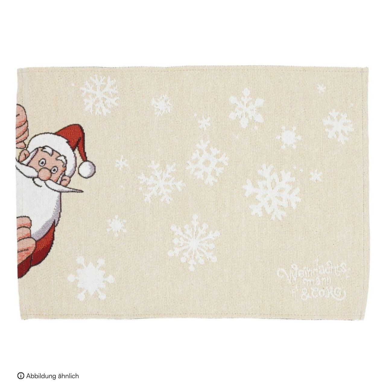 WUCK_Tisch Set aus Textil Beige (B/H/T) 33x48x0.2cm Tischdecke, Weihnachten, Santa, Schneeflocken, Beige