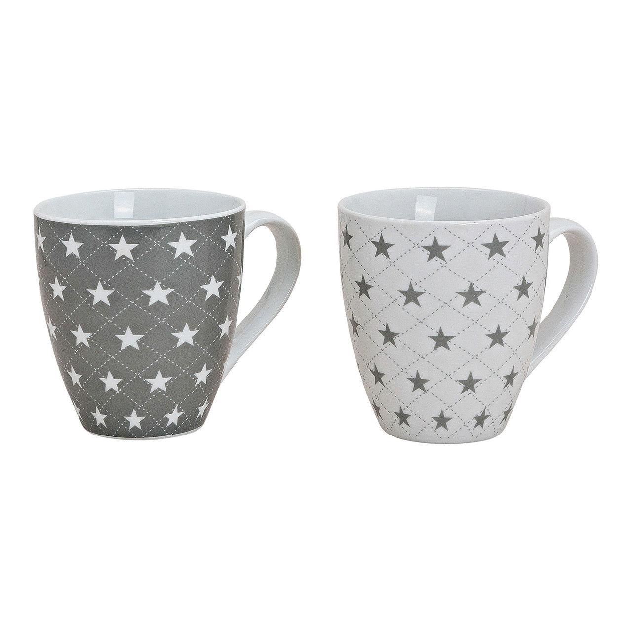 Jumbobecher Sterne aus Porzellan, 2-fach sortiert (B/H/T) 14x12x10 cm, 450 ml Jumbobecher Sterne aus Porzellan, 2-fach sortiert (B/H/T) 14x12x10 cm, 450 ml