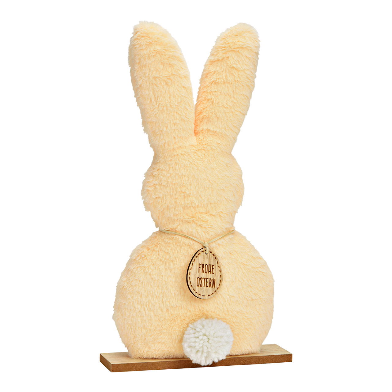 Présentoir lapin en peluche sur socle en bois peach (L/H/P) 20x36x5cm