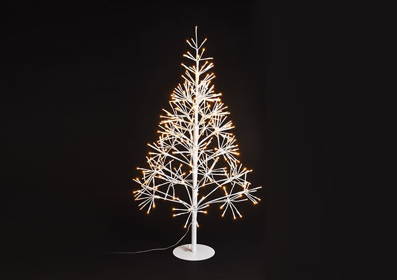 Lichterbaum 380er LED, warmweiß, 30V für Innen, mit Timer aus Kunststoff, Metall Weiß (H) 108cm Ø67cm