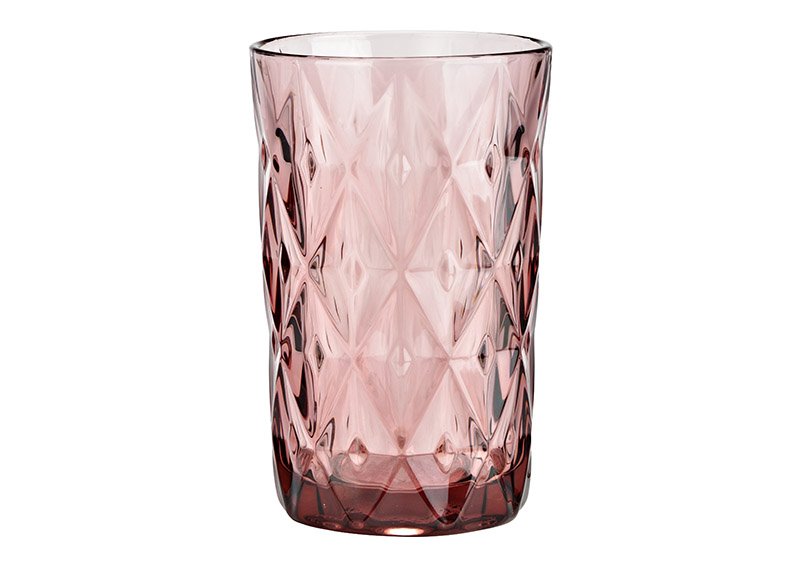 Trinkglas aus Glas pink/rosa (B/H/T) 8x13x8cm