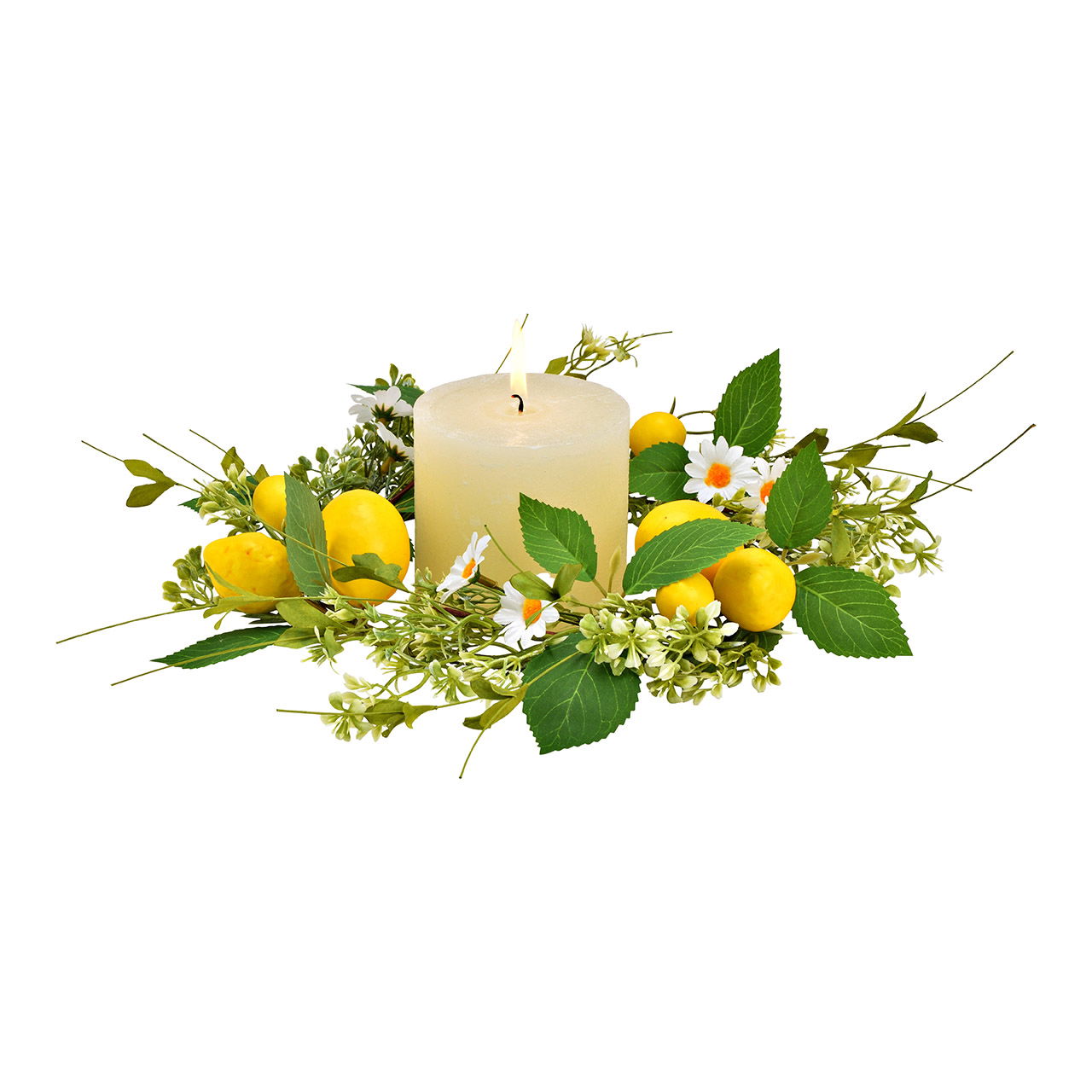 Couronne de citrons artificielle en plastique jaune/vert (L/H/P) 37x7x37cm