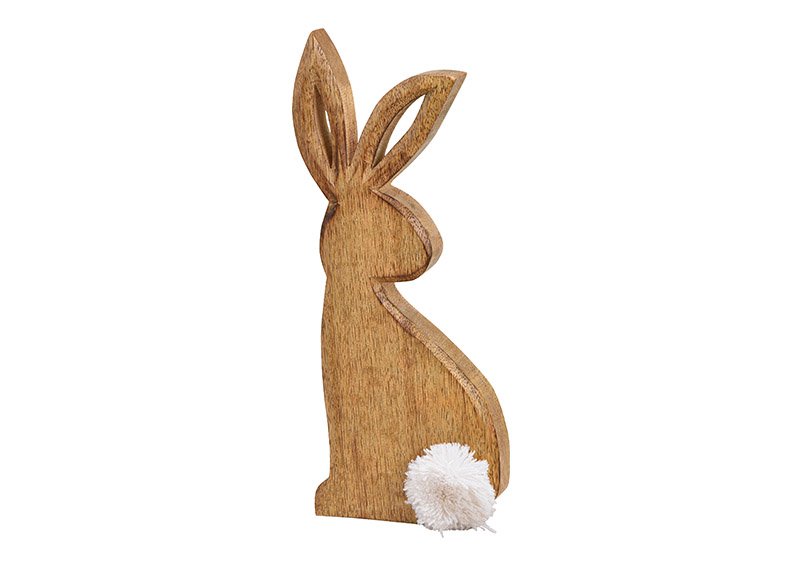 Rabbit, made of wood, brown (w/h/d) 10x25x2cm
