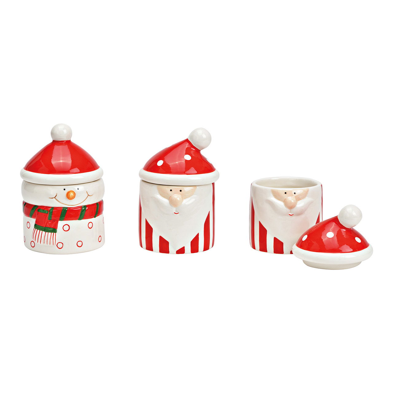Dose Schnee- und Weihnachtsmann aus Keramik rot, weiß (B/H/T) 10x14x10cm Dose Schnee- und Weihnachtsmann aus Keramik rot, weiß (B/H/T) 10x14x10cm