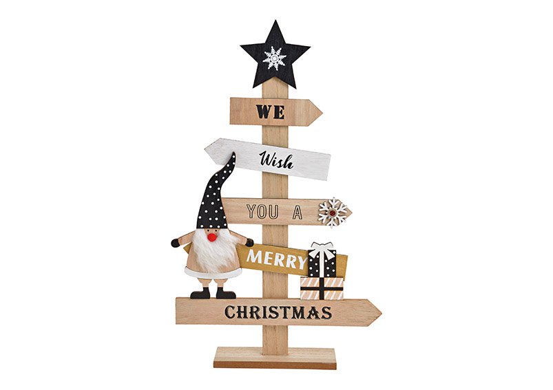 Christmas tree, we wish you a merry christmas, made of wood black (w / h / d) 27x47x6cm