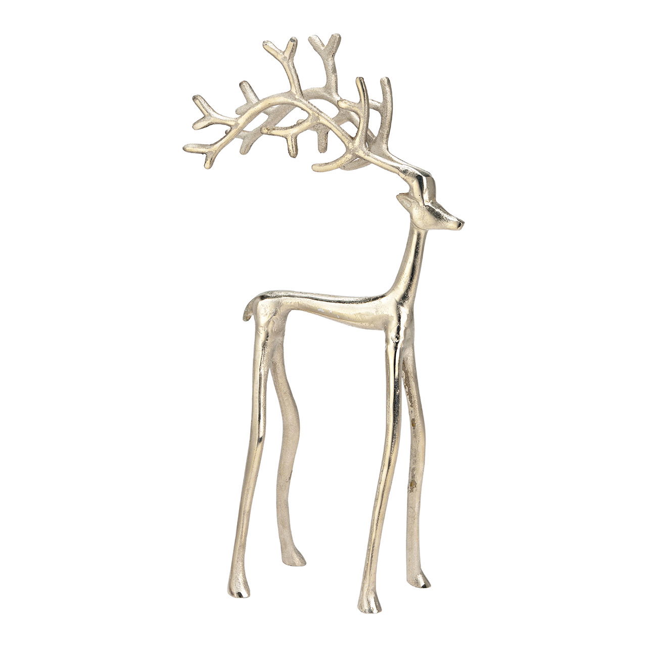 Silver metal deer (W/H/D) 20x38x10cm