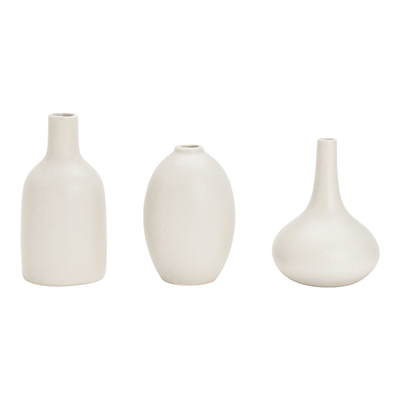 Set di vasi in ceramica grigia 3 pezzi, (L/H/D) 9x12x9cm, 7x11x7cm, 7x14x7cm