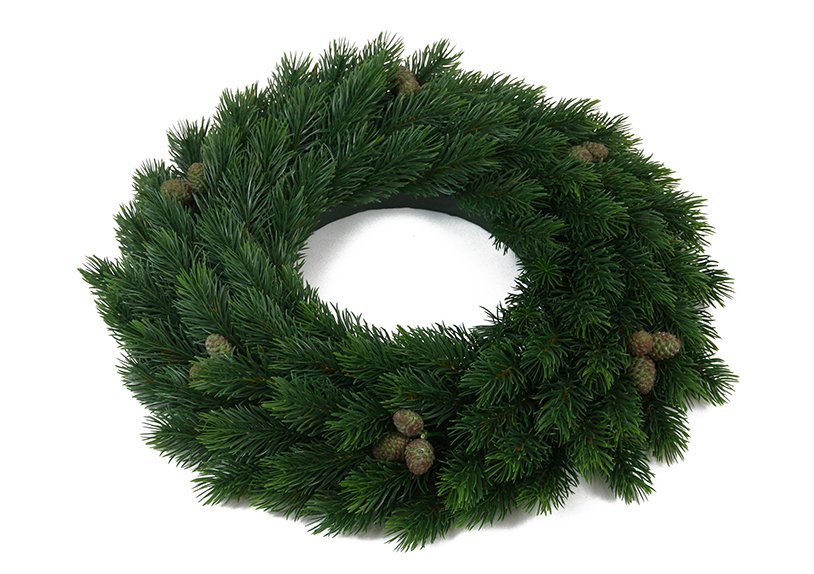 Fir wreath with cones made of plastic green (W / H / D) 40x40x9cm